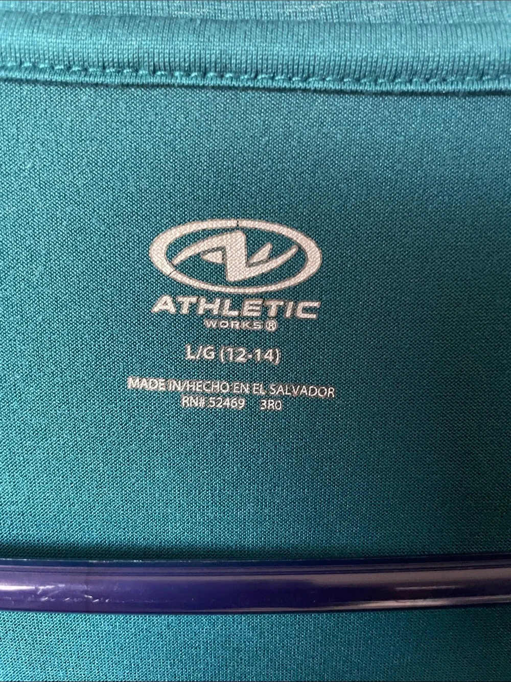 Athletic Works Teal Performance Tee with White Logo - Picture 2 of 3